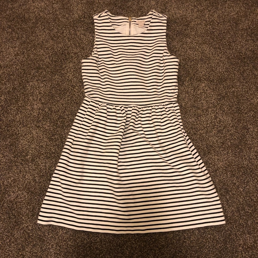 J Crew White and Black Striped Dress